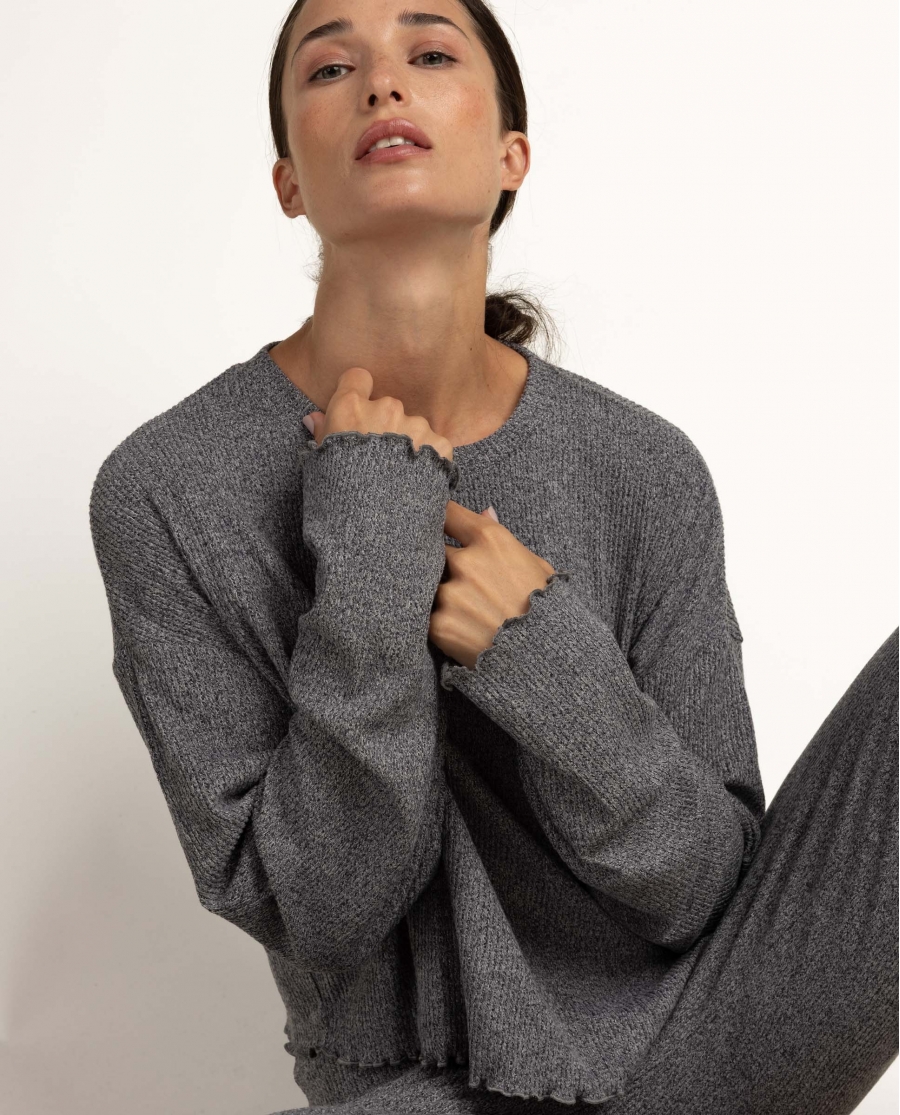 ADMAS HOME Pijama Manga Larga Comfy Look para Mujer GRIS