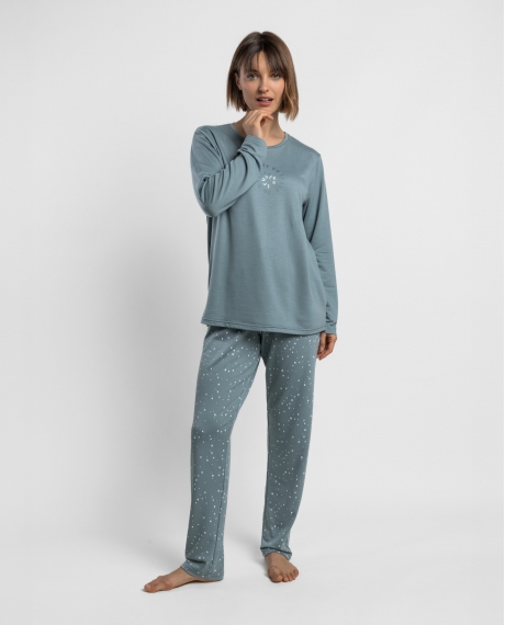 ADMAS HOME Pijama Manga Larga Water Stars para Mujer COBALTO