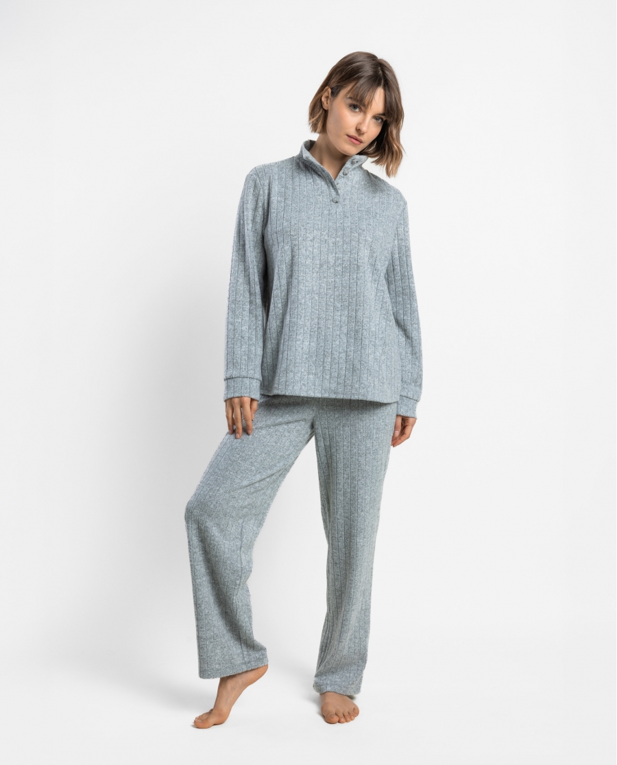 ADMAS HOME Pijama Manga Larga Canale Home para Mujer GRIS JASPE