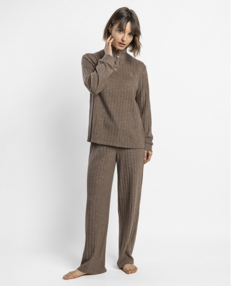 ADMAS HOME Pijama Manga Larga Canale Home para Mujer CHOCOLATE