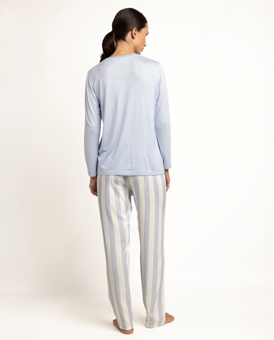 ADMAS CLASSIC Pijama Manga Larga Classic Light Stripes para Mujer AZUL