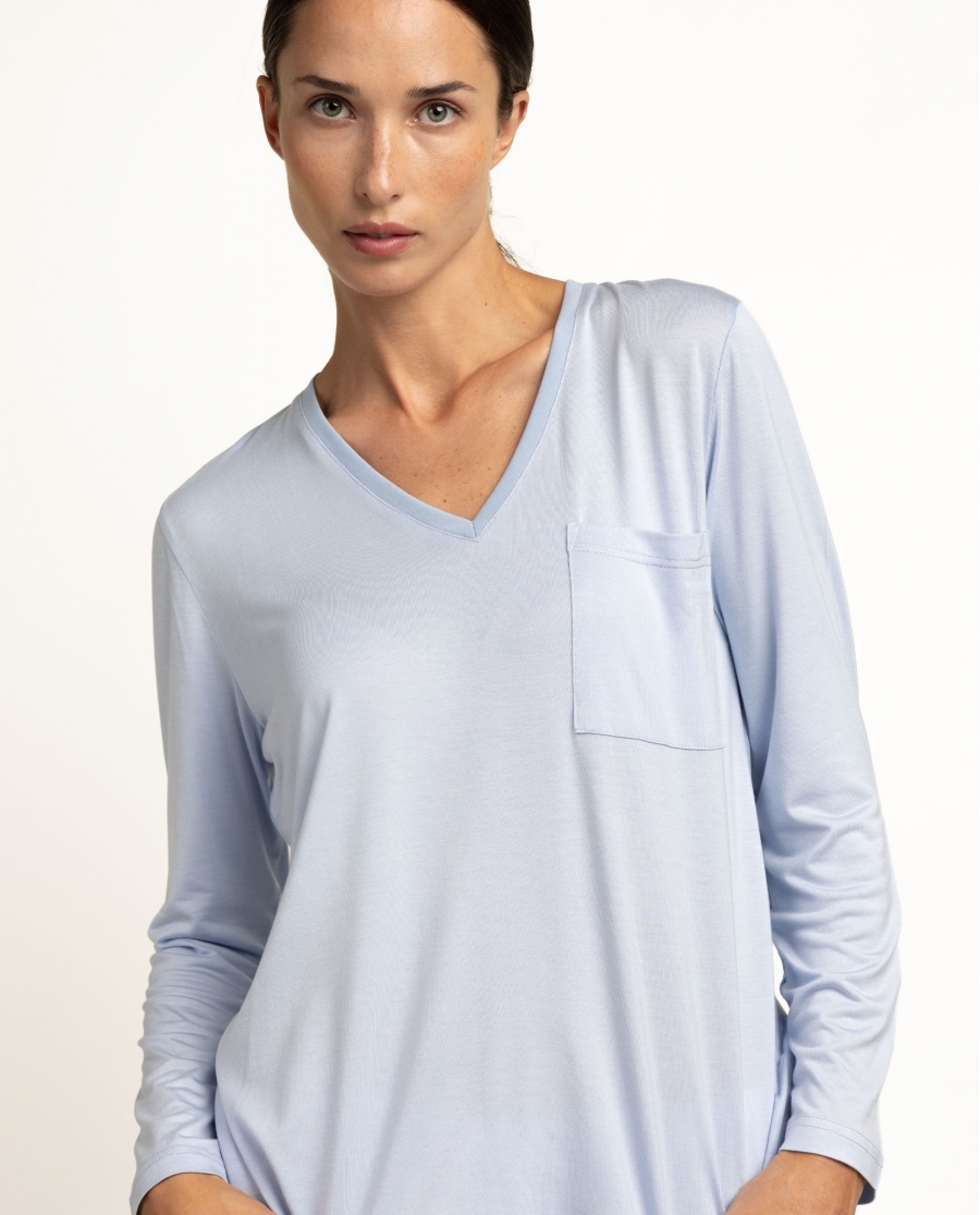 ADMAS CLASSIC Pijama Manga Larga Classic Light Stripes para Mujer AZUL