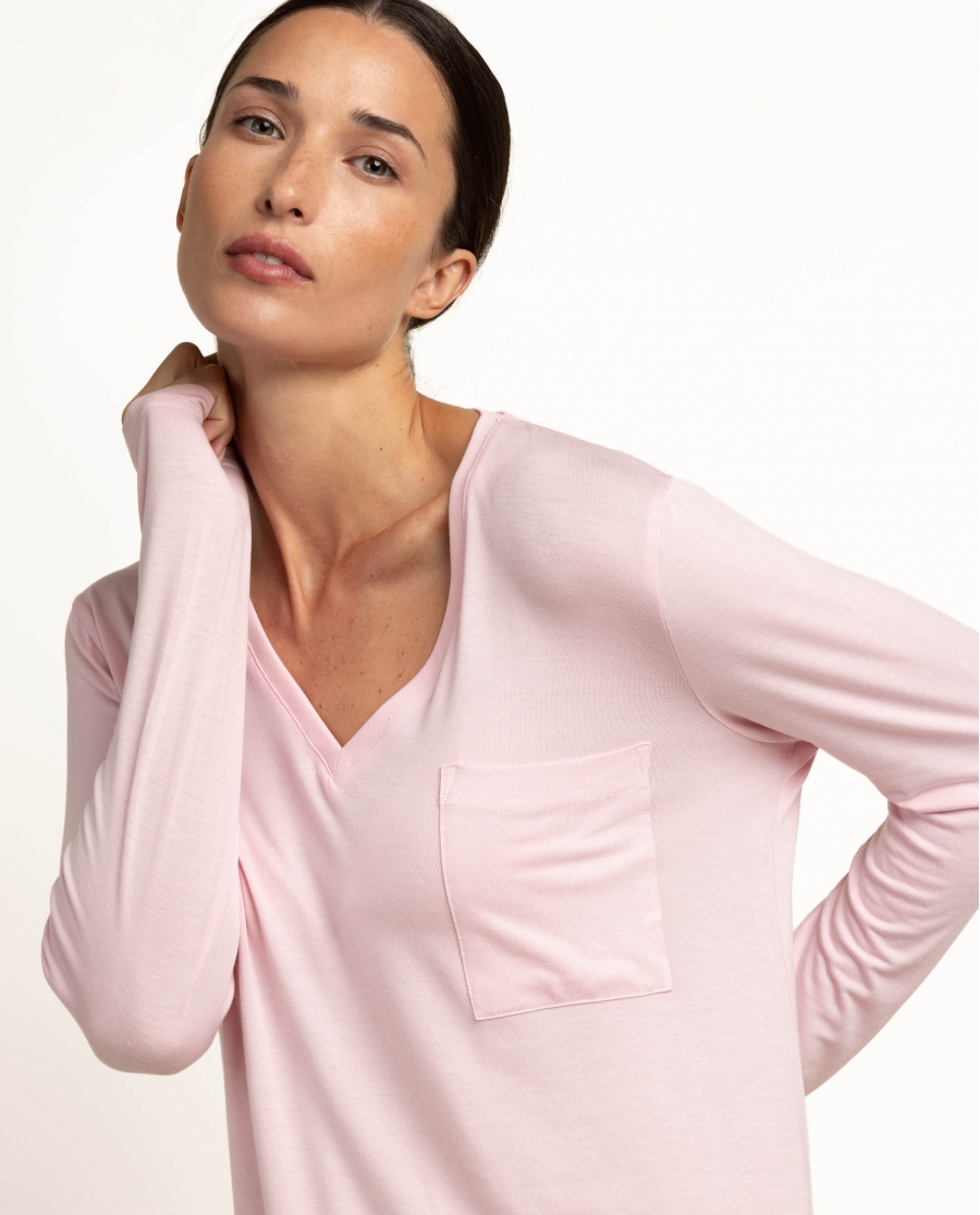 ADMAS CLASSIC Pijama Manga Larga Classic Light Stripes para Mujer ROSA