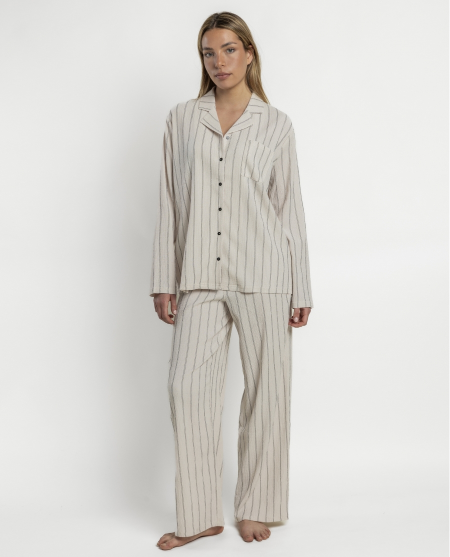 ADMAS LUXURY Pijama Abierto Manga Larga Diplomatic para Mujer CRUDO