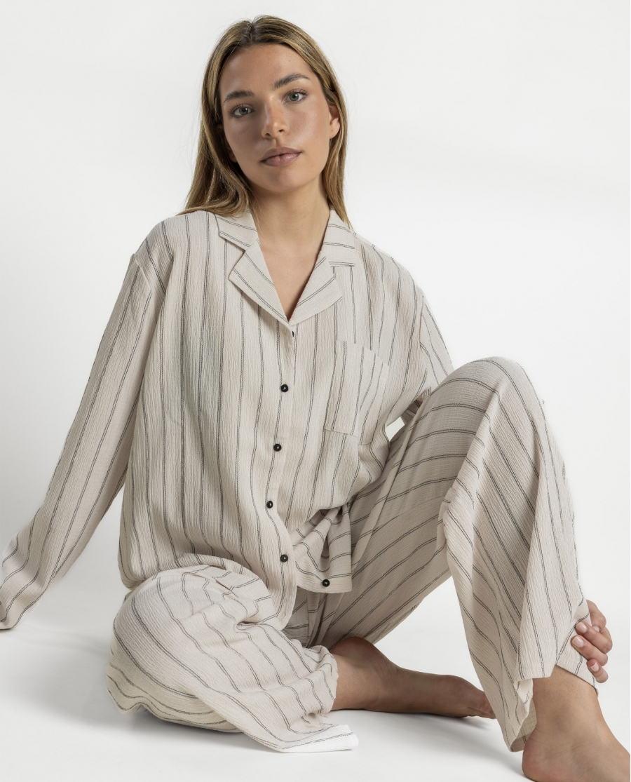 ADMAS LUXURY Pijama Abierto Manga Larga Diplomatic para Mujer CRUDO