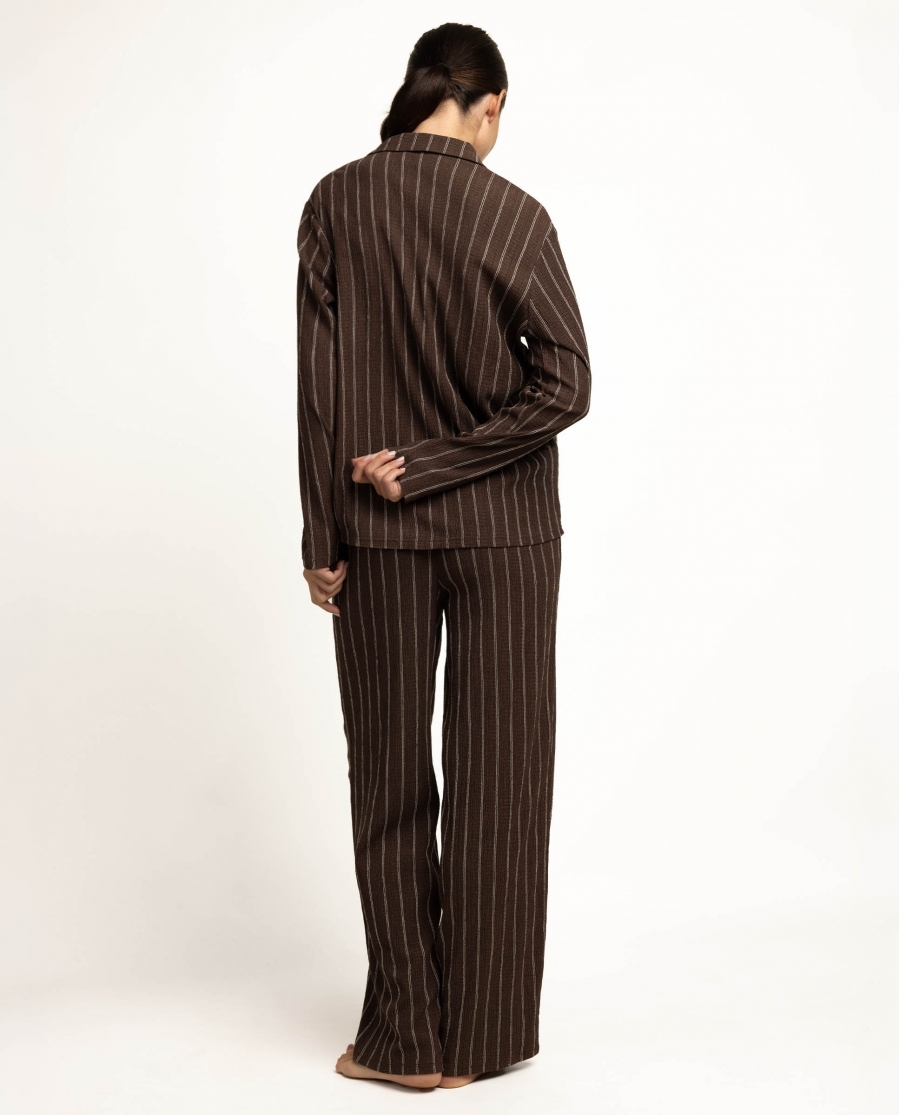 ADMAS LUXURY Pijama Abierto Manga Larga Diplomatic para Mujer CHOCOLATE