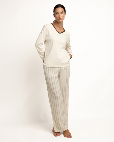 ADMAS LUXURY Pijama Manga Larga Diplomatic para Mujer CRUDO