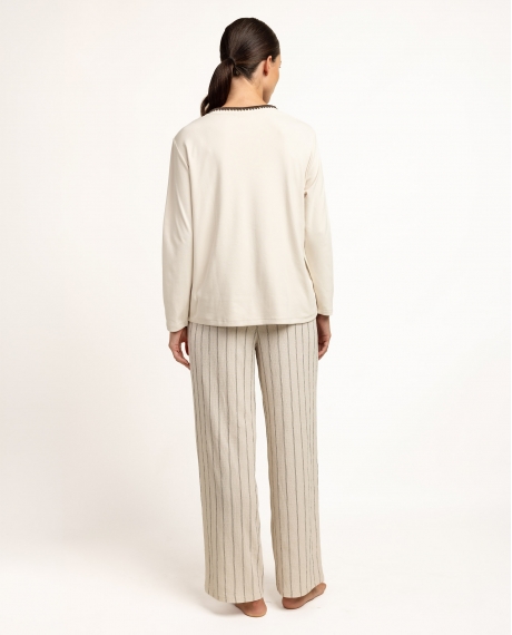 ADMAS LUXURY Pijama Manga Larga Diplomatic para Mujer CRUDO 2