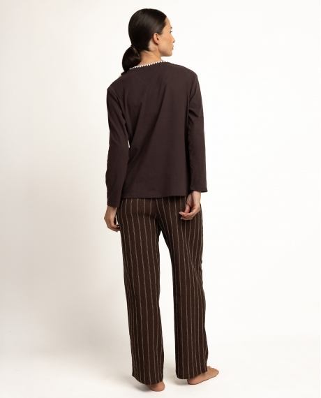 ADMAS LUXURY Pijama Manga Larga Diplomatic para Mujer CHOCOLATE 2