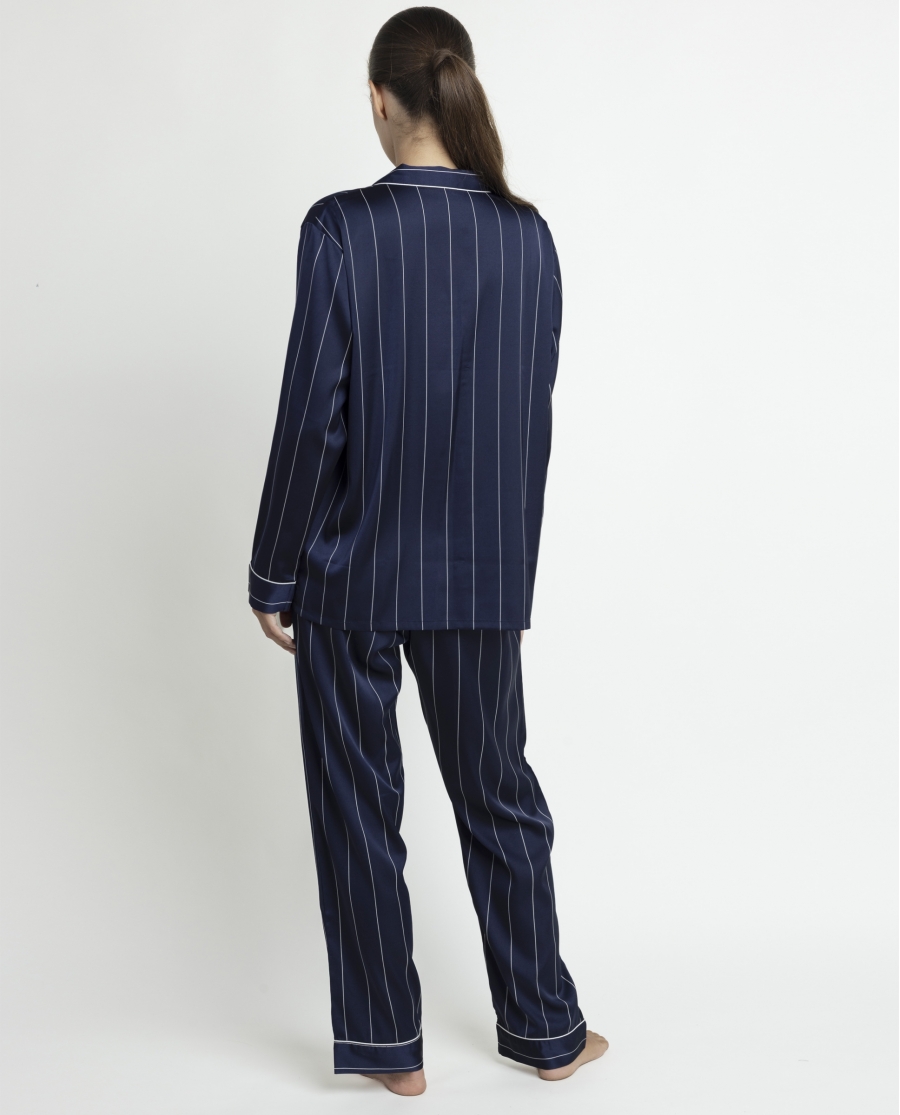 ADMAS LUXURY Pijama Abierto Manga Larga Luxury Diplomatic para Mujer MARINO