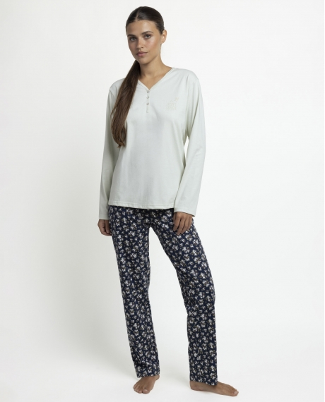 ADMAS Pijama Manga Larga Tapeta Dark Liberty para Mujer VERDE