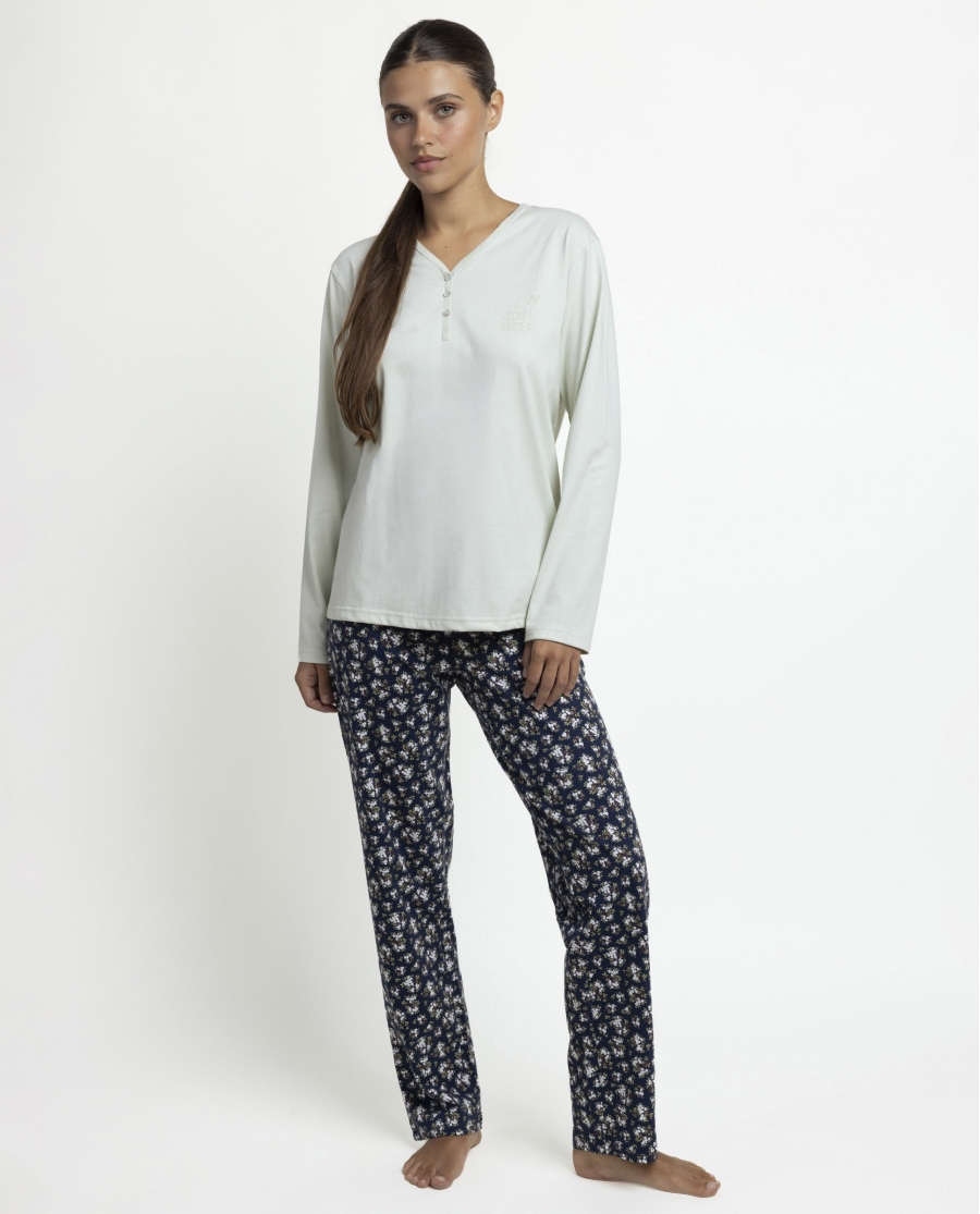 ADMAS Pijama Manga Larga Tapeta Dark Liberty para Mujer VERDE