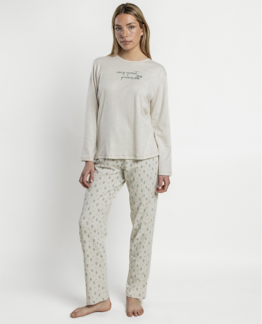 ADMAS CLASSIC Pijama Manga Larga Water Beige Flowers para Mujer BEIGE