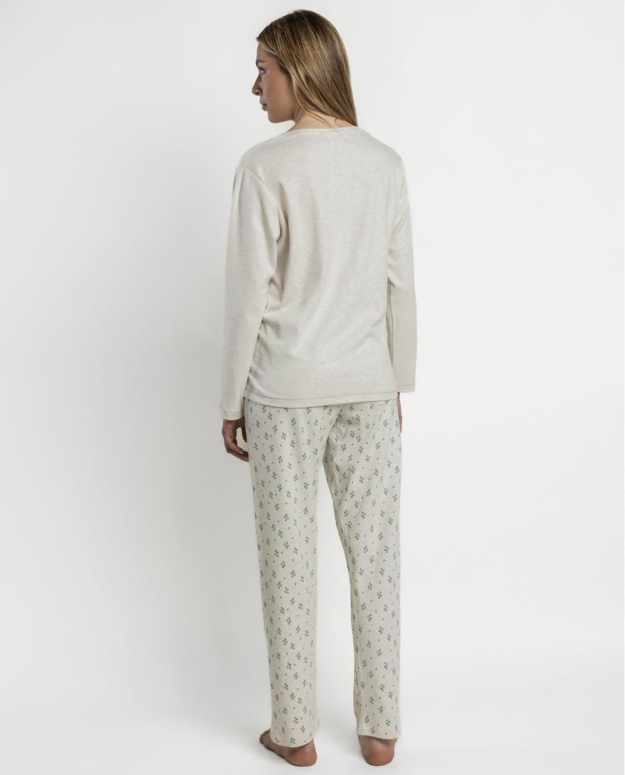 ADMAS CLASSIC Pijama Manga Larga Water Beige Flowers para Mujer BEIGE