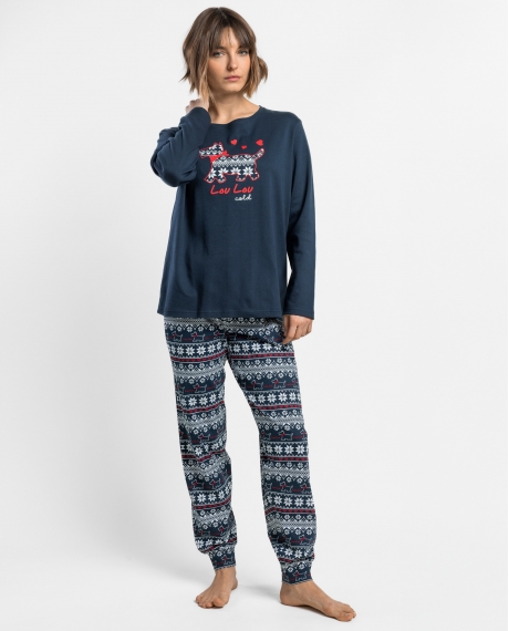 ADMAS Pijama Manga Larga Lou Lou Cold para Mujer MARINO