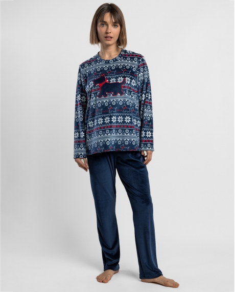 ADMAS Pijama Manga Larga Lou Lou Cold para Mujer MARINO