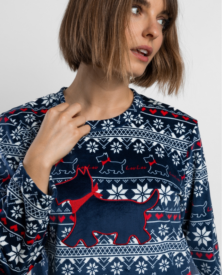 ADMAS Pijama Manga Larga Lou Lou Cold para Mujer MARINO