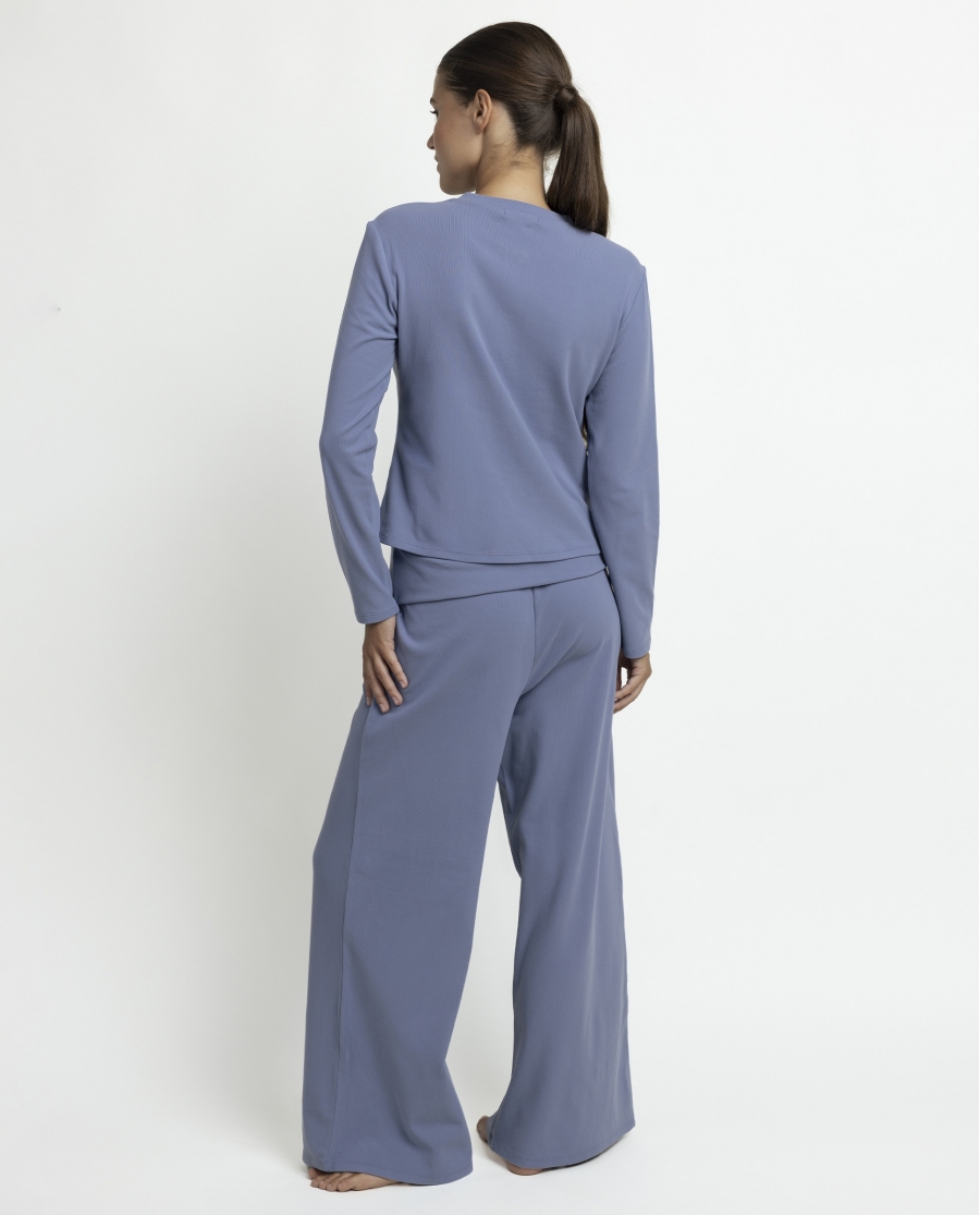 ADMAS HOME Pijama Manga Larga Tapeta Yoga Girl para Mujer AZUL