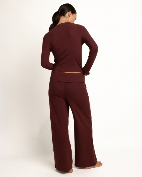 ADMAS HOME Pijama Manga Larga Tapeta Yoga Girl para Mujer BURDEOS 2