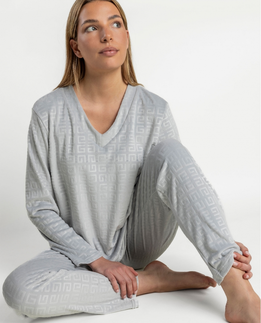 ADMAS LUXURY Pijama Manga Larga Courreges para Mujer PERLA