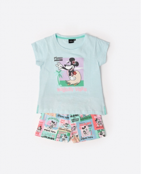 DISNEY Pijama Manga Corta Holiday Vibes para Niña AZUL