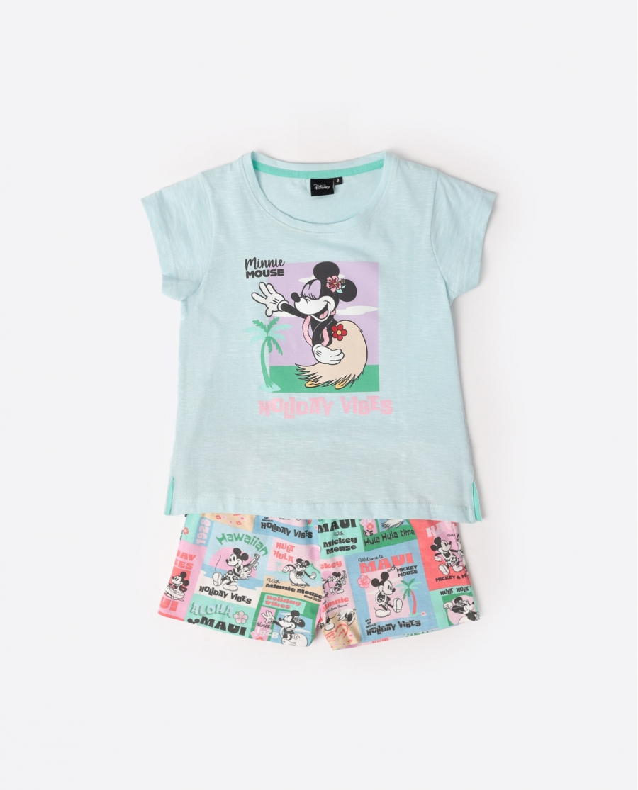 DISNEY Pijama Manga Corta Holiday Vibes para Niña AZUL