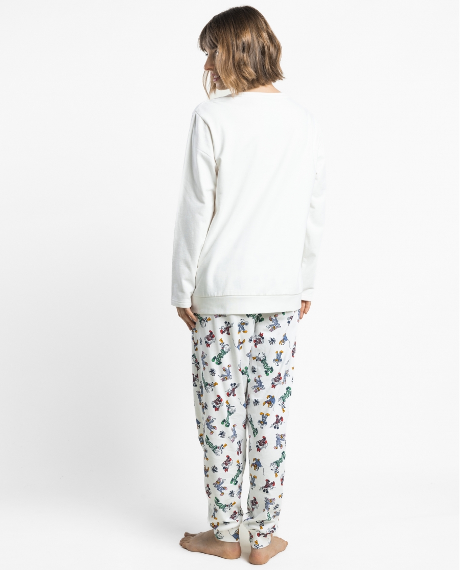 DISNEY Pijama Manga Larga Felpa Pj Party para Mujer CRUDO