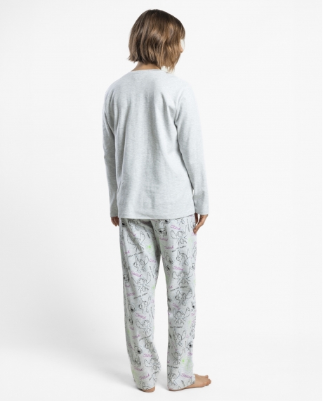 DISNEY Pijama Manga Larga Stitch Draw para Mujer GRIS JASPE 2
