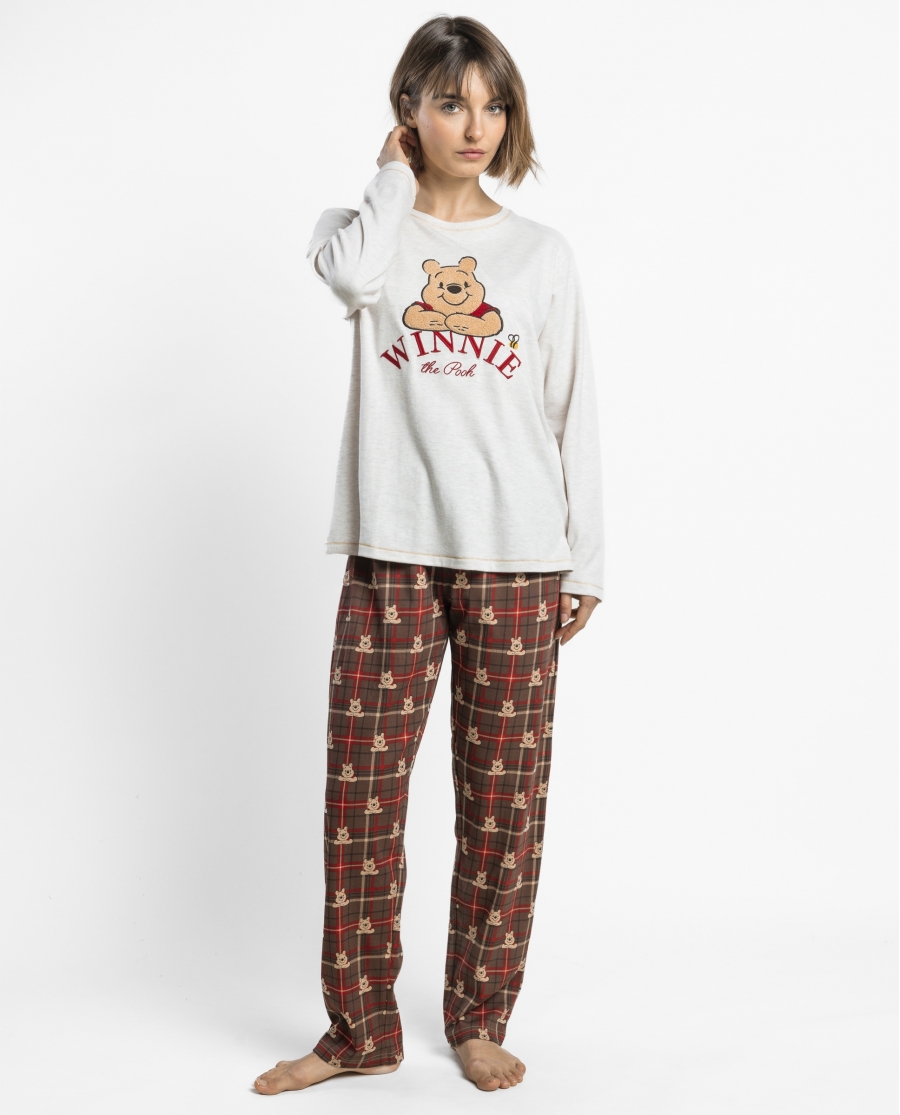 DISNEY Pijama Manga Larga Winnie The Pooh para Mujer BEIGE