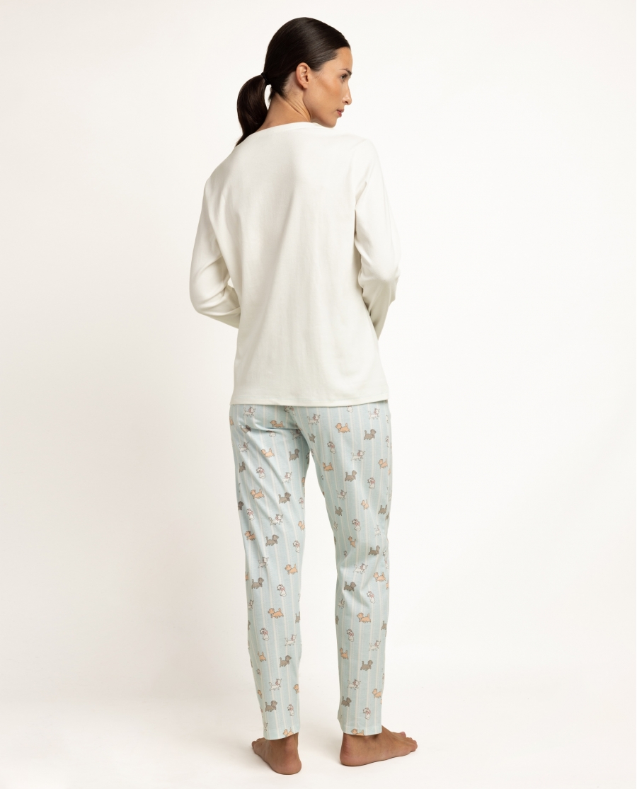 DISNEY Pijama Manga Larga Blue Aristocats para Mujer CRUDO