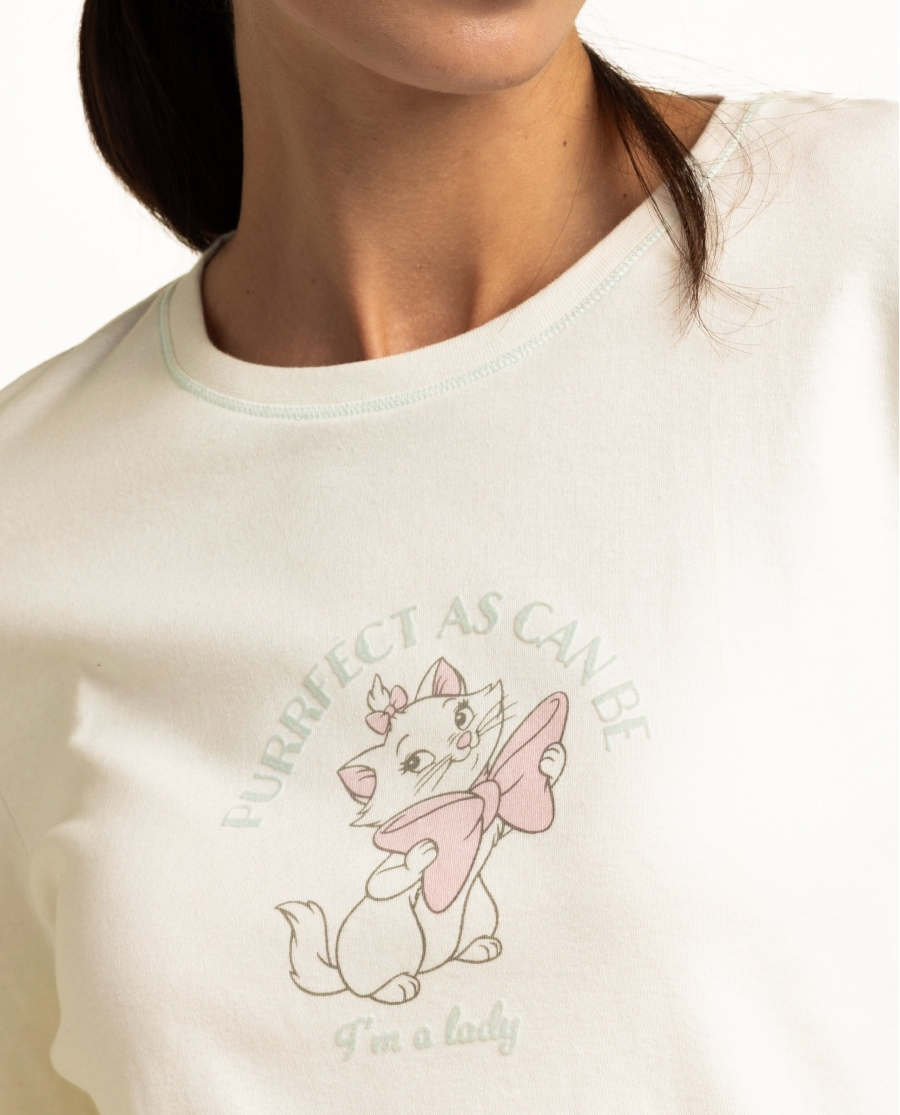 DISNEY Pijama Manga Larga Blue Aristocats para Mujer CRUDO