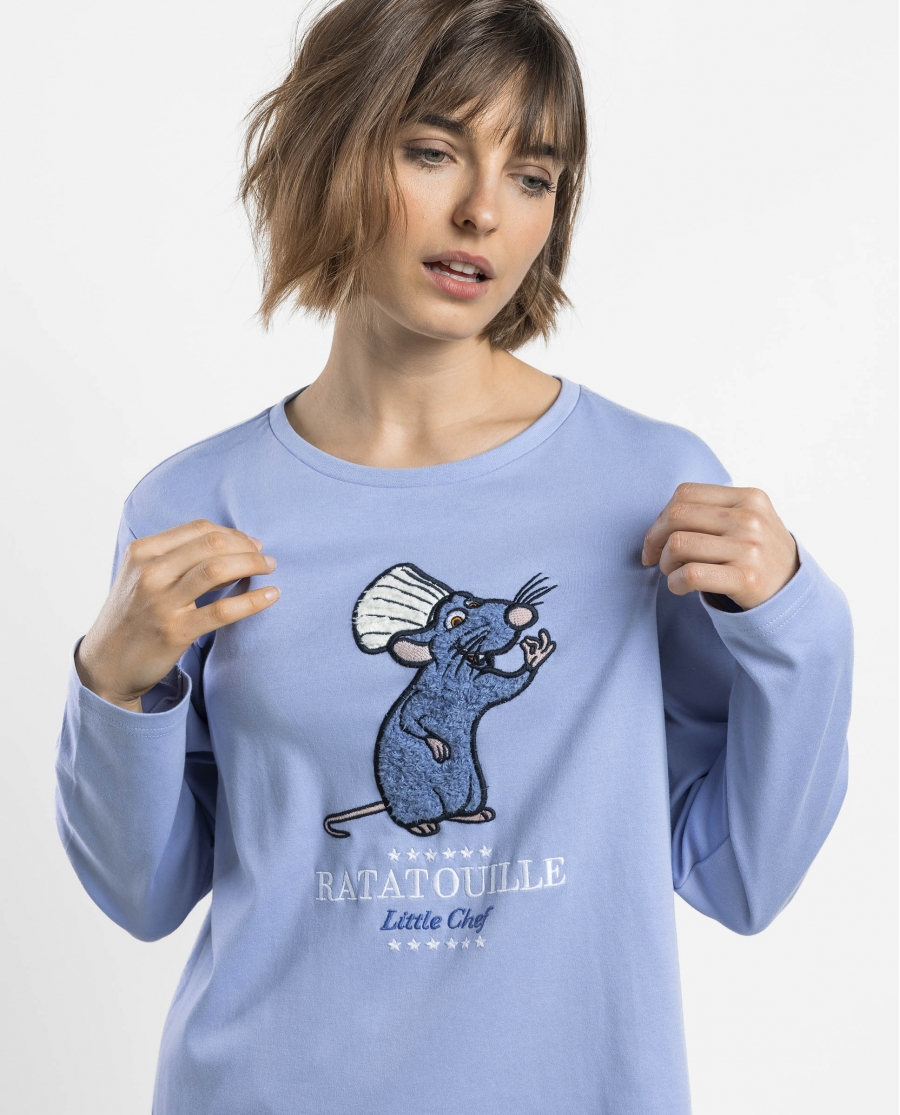 DISNEY Pijama Manga Larga Ratatouille Little Chef para Mujer AZUL
