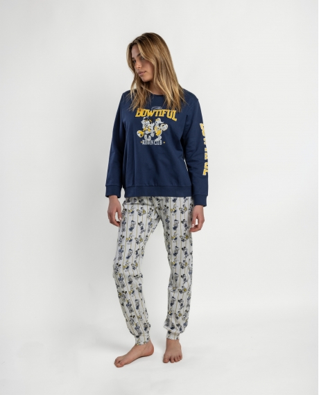 DISNEY Pijama Manga Larga Varsity Squad para Mujer MARINO