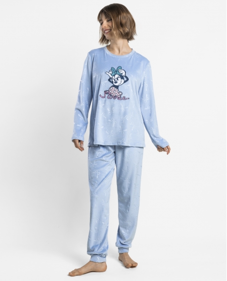 DISNEY Pijama Calentito Manga Larga Coquette Friends para Mujer AZUL