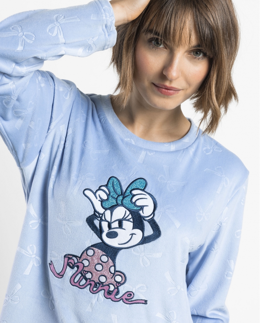 DISNEY Pijama Calentito Manga Larga Coquette Friends para Mujer AZUL