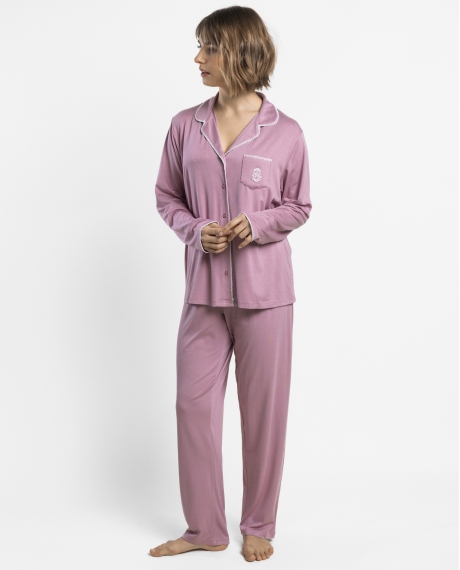 ADMAS CLASSIC Pijama Abierto Manga Larga Classic Summer para Mujer ROSA