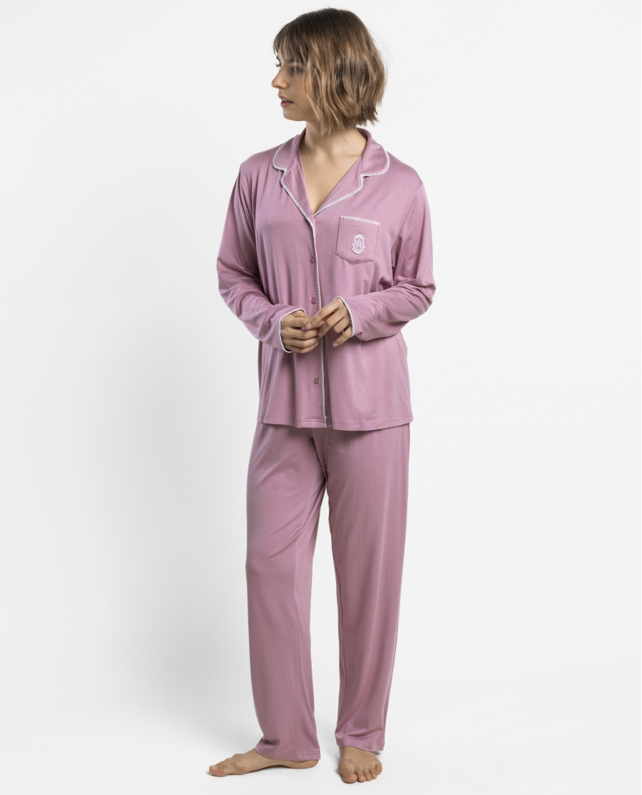 ADMAS CLASSIC Pijama Abierto Manga Larga Classic Summer para Mujer ROSA