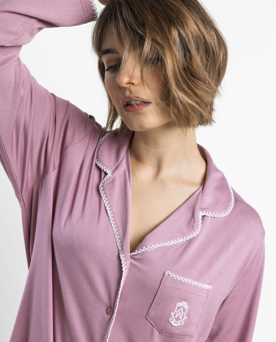 ADMAS CLASSIC Pijama Abierto Manga Larga Classic Summer para Mujer ROSA
