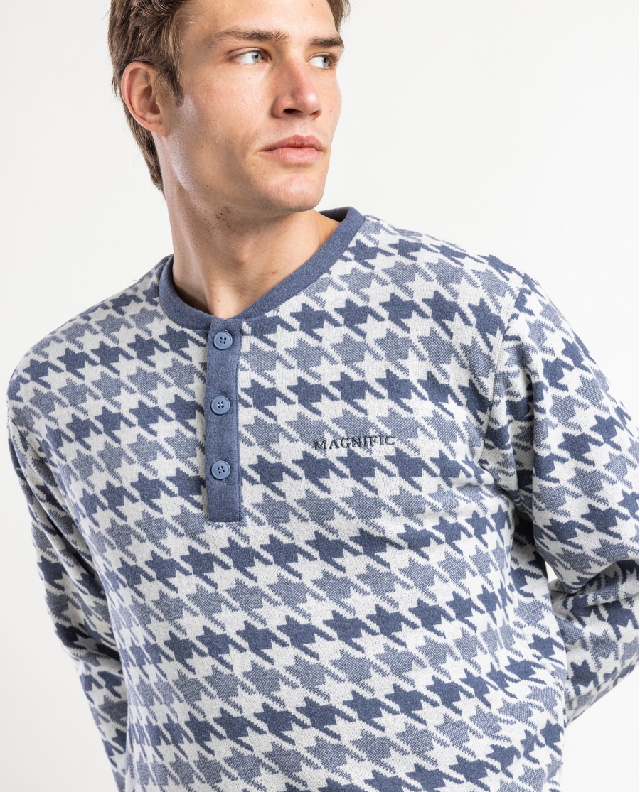 ADMAS MAGNIFIC Pijama Manga Larga Tapeta Blue Milano para Hombre AZUL