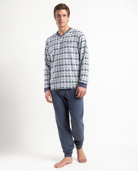 ADMAS MAGNIFIC Pijama Manga Larga Pico Blue Milano para Hombre AZUL