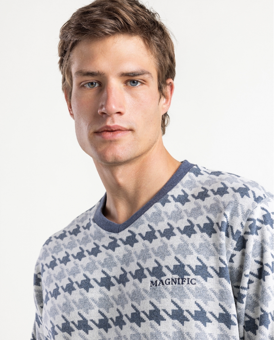 ADMAS MAGNIFIC Pijama Manga Larga Pico Blue Milano para Hombre AZUL