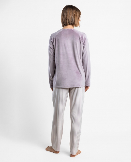 ADMAS HOME Pijama Manga Larga Purple Stripes para Mujer MORADO 2