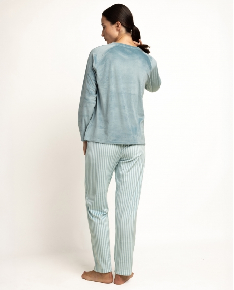 ADMAS HOME Pijama Manga Larga Purple Stripes para Mujer AQUA 2