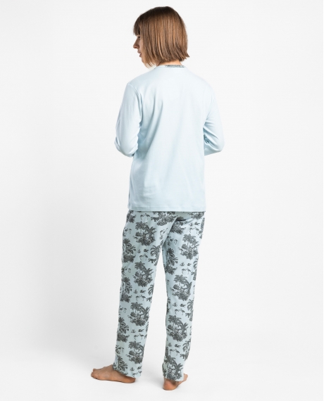 ADMAS GARDEN Pijama Manga Larga Tapeta Winter Toile para Mujer AZUL 2