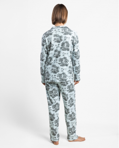 ADMAS GARDEN Pijama Abierto Manga Larga Winter Toile para Mujer AZUL 2