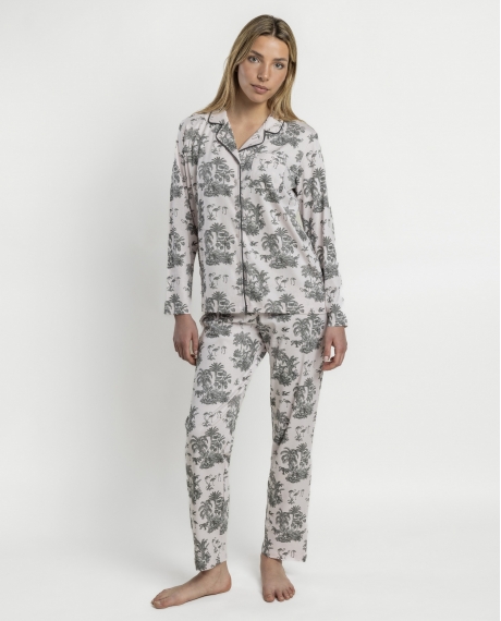 ADMAS GARDEN Pijama Abierto Manga Larga Winter Toile para Mujer ROSA