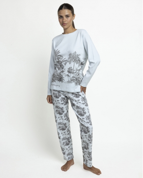 ADMAS GARDEN Pijama Manga Larga Winter Toile para Mujer AZUL