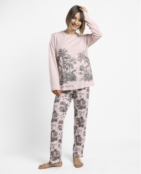 ADMAS GARDEN Pijama Manga Larga Winter Toile para Mujer ROSA