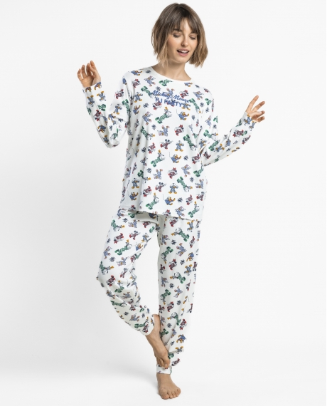 DISNEY Pijama Manga Larga Estampado Pj Party para Mujer CRUDO