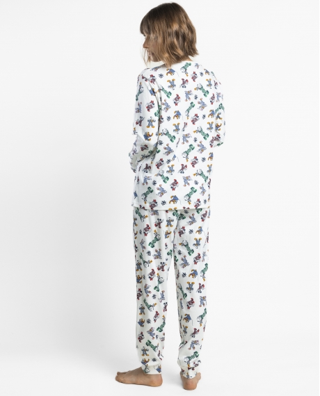 DISNEY Pijama Manga Larga Estampado Pj Party para Mujer CRUDO 2